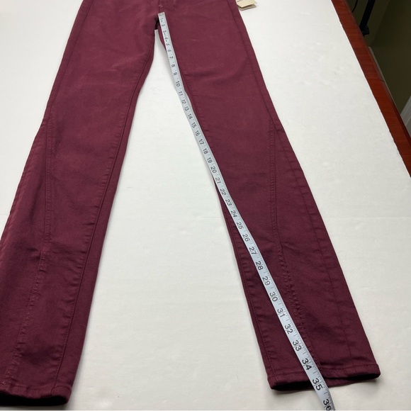 Mother The Rascal Sliced Up Heel Burgundy Play Date Denim Jean Women Size 26 NEW - Picture 13 of 16